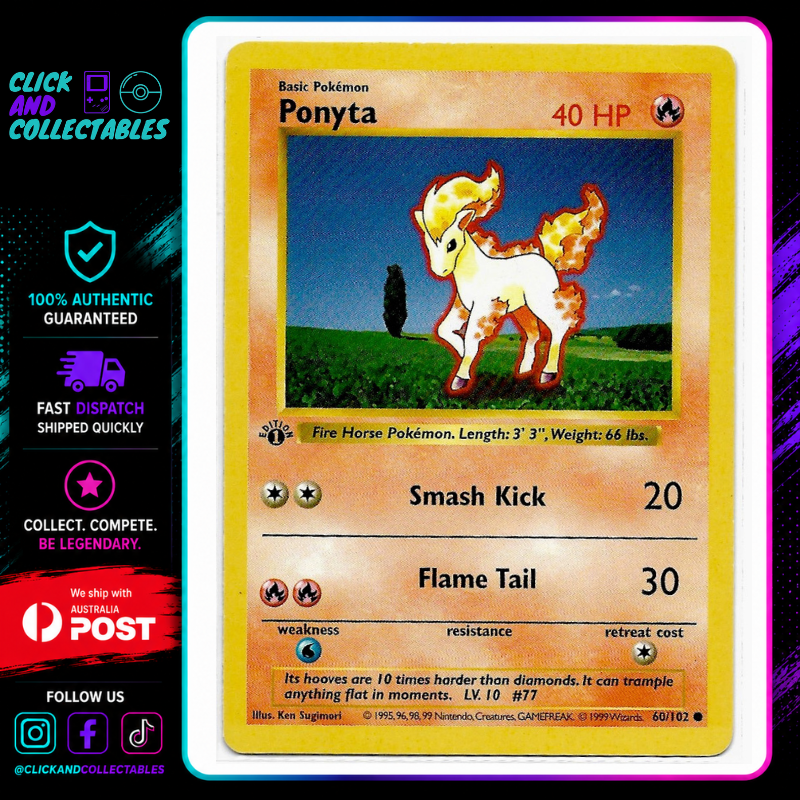 Pokemon Ponyta 1st Edition 060/102 Non Light Play