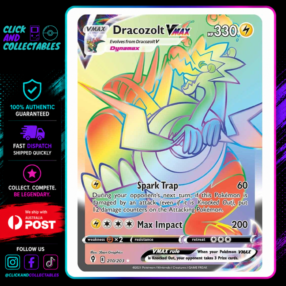 Pokemon Dracozolt VMAX 210/203 Near Mint