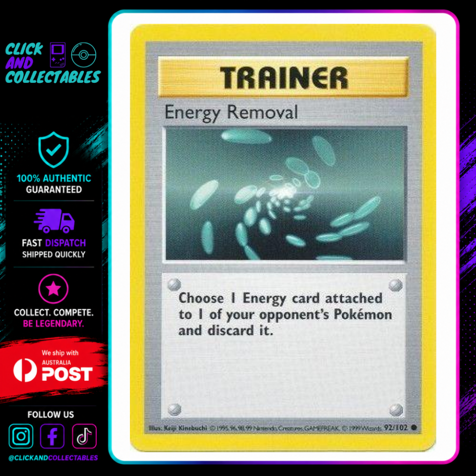 energy removal pokemon card Shadowless 092/102 Light Play Style:Grand Larceny Lorcana_Card Discard those energy cards. Marvel's Spider-Man Variants Foil: