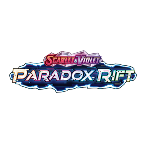 Logo for Pokémon TCG Paradox Rift set with past and future Pokémon theme