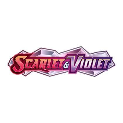 Scarlet and Violet base set logo introducing Gen 9 to the Pokémon TCG