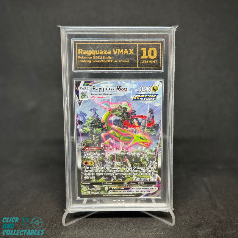 2021 EVOLVING SKIES RAYQUAZA VMAX - TCG 10 Click and Collectables 2021 EVOLVING SKIES RAYQUAZA VMAX - TCG 10 Click and Collectables