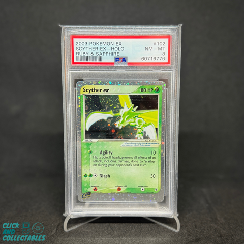 2003 RUBY & SAPPHIRE SCYTHER EX - PSA 8