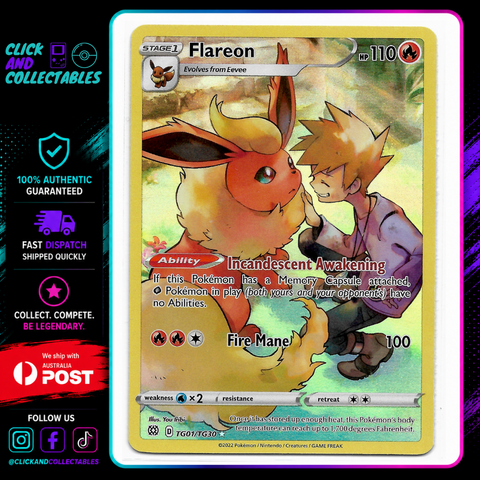 Pokemon Flareon Brilliant Stars Trainer Gallery Ultra Rare • TG01/TG30 – Click and Collectables
