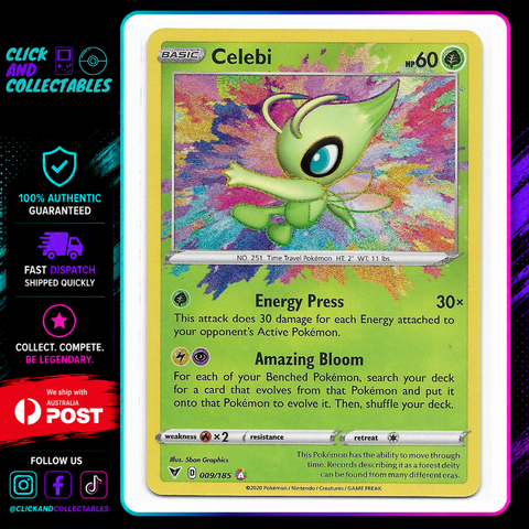Pokemon Celebi Vivid Voltage Amazing Rare • 009/185 – Click and Collectables