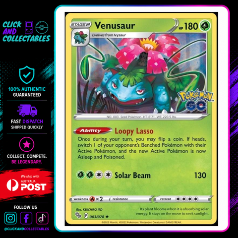 Venusaur Holo 003/078 Pokemon GO Pokemon Card – Click and Collectables