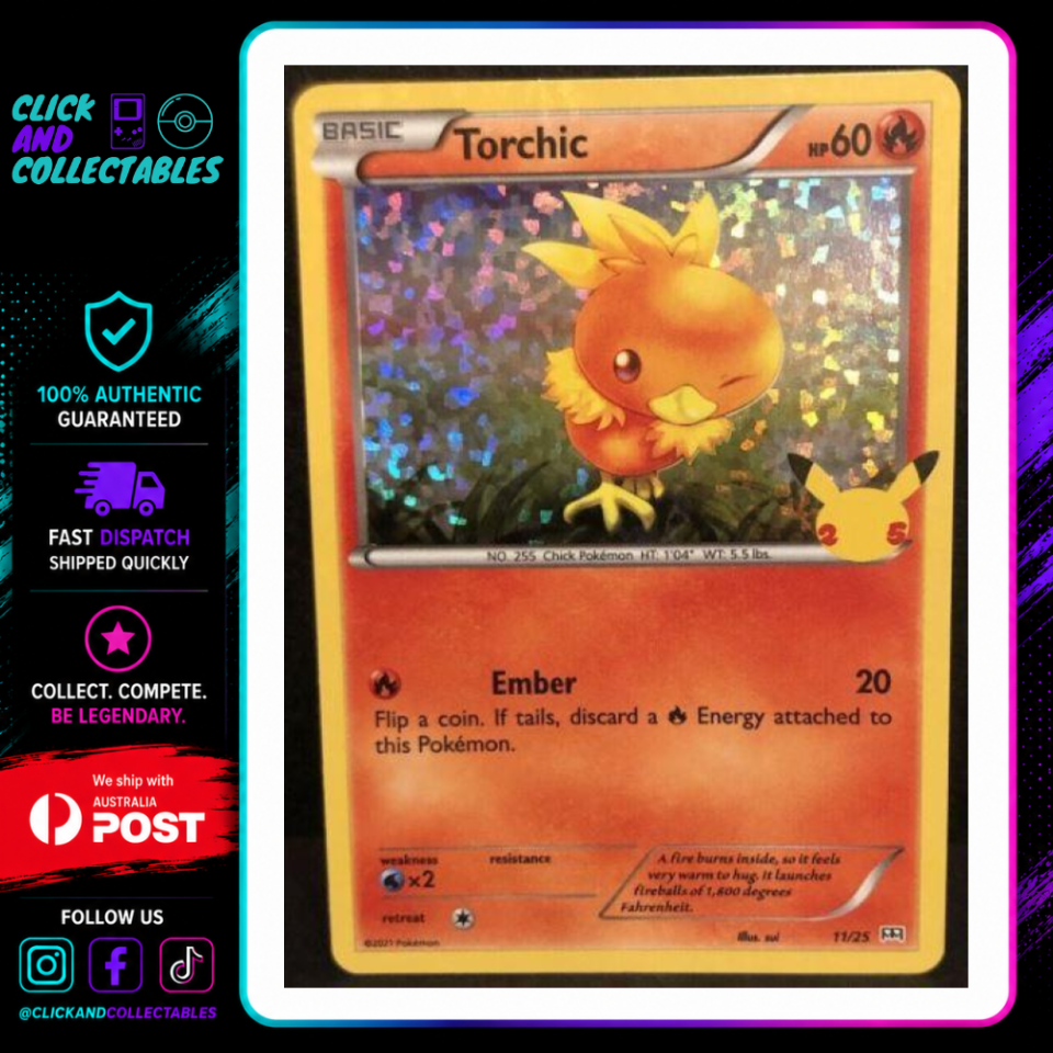 Torchic Holo 11/25 Mcdonalds 2021 Pokemon Card – Click and Collectables