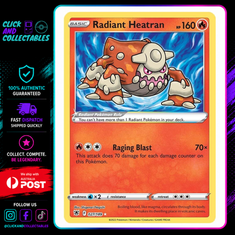 radiant heatran pokemon card 027/189 Astral Radiance – Click and Collectables Choose:Bahamut and Ifrit (STITCHED EDGE) Trading Card Stand This bundle features the Giving away Pokémon TCG