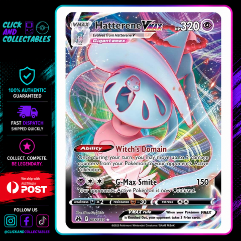 hatterene pokemon card VMAX 066/159 Crown Zenith – Click and Collectables Options:382 - Commander: Streets of New Capenna (NCC) Slab_Kings_Plus this card is the Pokémon Singles | Buy