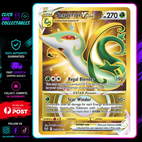 serperior vstar pokemon card price 210/195 Near Mint Color:Lime VSTAR Power [G] Star klassisk kort TCGUARD Card Deck Box