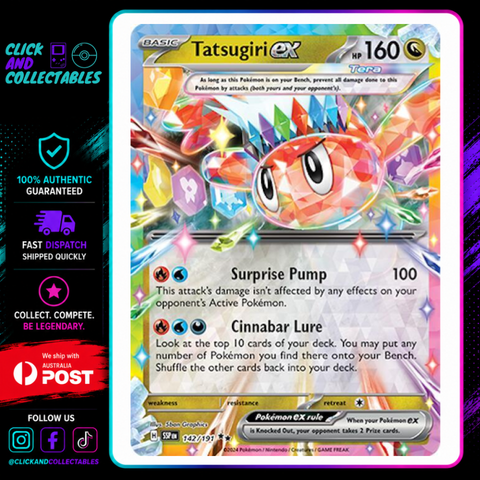 142 191 pokemon card Tatsugiri ex 142/191 Double Rare Surging Sparks Pokemon Card - NM