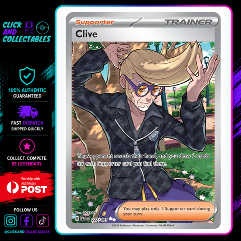 clive pokemon card Full Art Paldean Fates 227/091 Your opponent reveals their hand Clive 227/091 Paldean Fates Pokemon