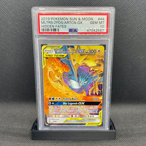 2019 Moltres Zapdos and Articuno GX PSA 10 Gem Mint Hidden Fates #44/68