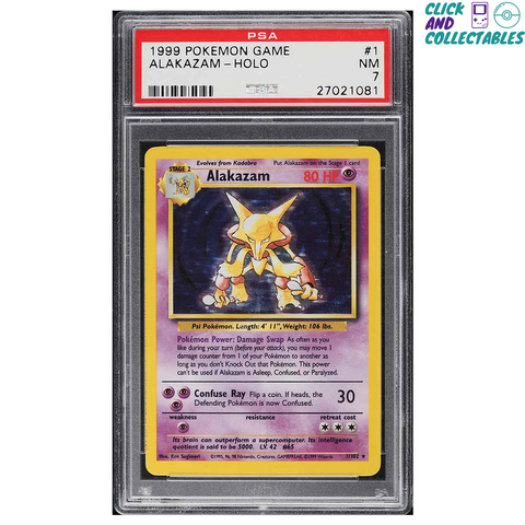 1999 Pokemon Base Set Holo Alakazam #1 PSA 7 NRMT